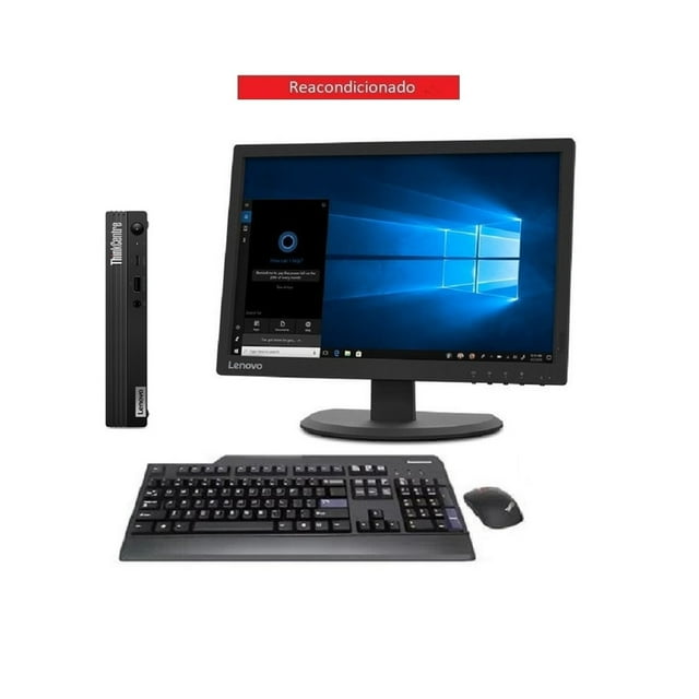 PC Lenovo M80q Mini, Intel Core i5-10a Gen, 32GB Ram, 1TB SSD, MONITOR 19", REACONDICIONADO