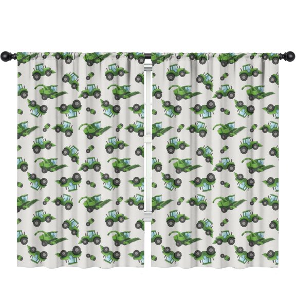 Blackout Kids Curtains,Tractor and Harvesters Gray Pattern Children's Insulated Curtains Set Of 2,Bedroom Essentials,Toddler Room Decor 52"x84"