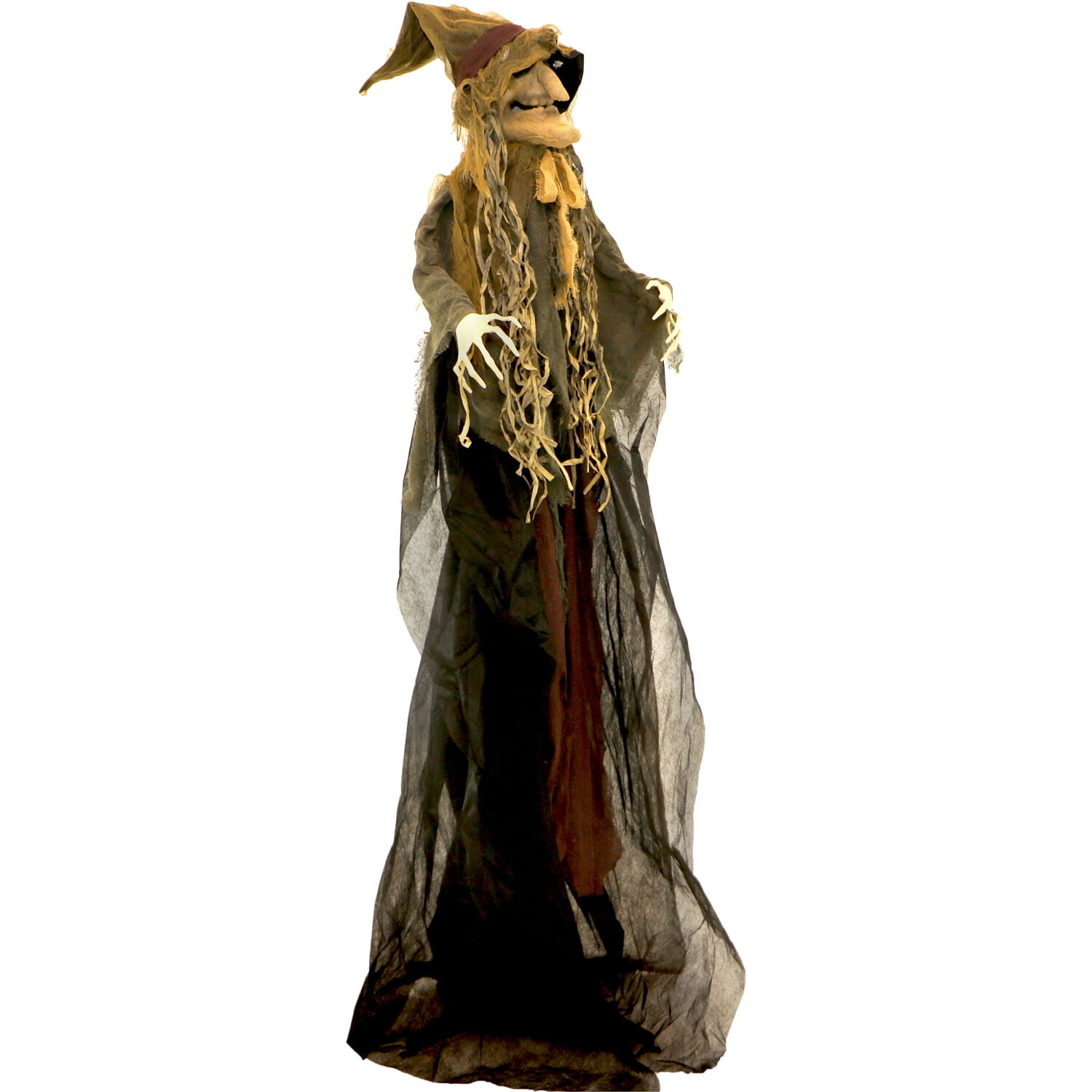 Haunted Hill Farm 6-Ft. Standing Scarecrow Witch Halloween Prop |  Multi-Color Light-up Eyes | Touch Activated | Sound Effects | Halloween  Decoration | 
