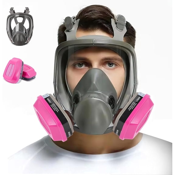 XINBTK Full Face Respirator Mask with 60921 Filters, 6800 Reusable Gas Mask Against Dust Organic Vapor Anti-fog Mask for Epoxy Resin, Chemicals, Painting, Car Spraying, Welding