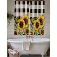 thumbnail image 6 of Sunflower Checkered Bedroom Curtains 63 Inches length, Black Buffalo Plaid Pastoral Flowers Window Treatment Curtain Drapes, Rod Pocket Curtain Panels for Living Room Kitchen, 42"x63", 2 Panels, 6 of 7