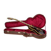 Crossrock Wooden Guitar Case -Fits Les Paul Electric Guitars -Vintage Hardware, Sponge Lining, Metal Feet, Storage Space-Blossom Brown