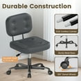 thumbnail image 3 of YERAIRR Armless Office Chair with Wide Seat, Computer Desk Chair Thickened Cushion PU Leather Swivel Upholstered Vanity, 3 of 7