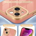 thumbnail image 3 of Case for iPhone 14 Case, Luxury Plating Rose Gold Edge, Cute Slim Soft TPU Bumper Cover Full Camera Protection Shockproof Protective Phone Case for iPhone 14 6.1", Pink, 3 of 15