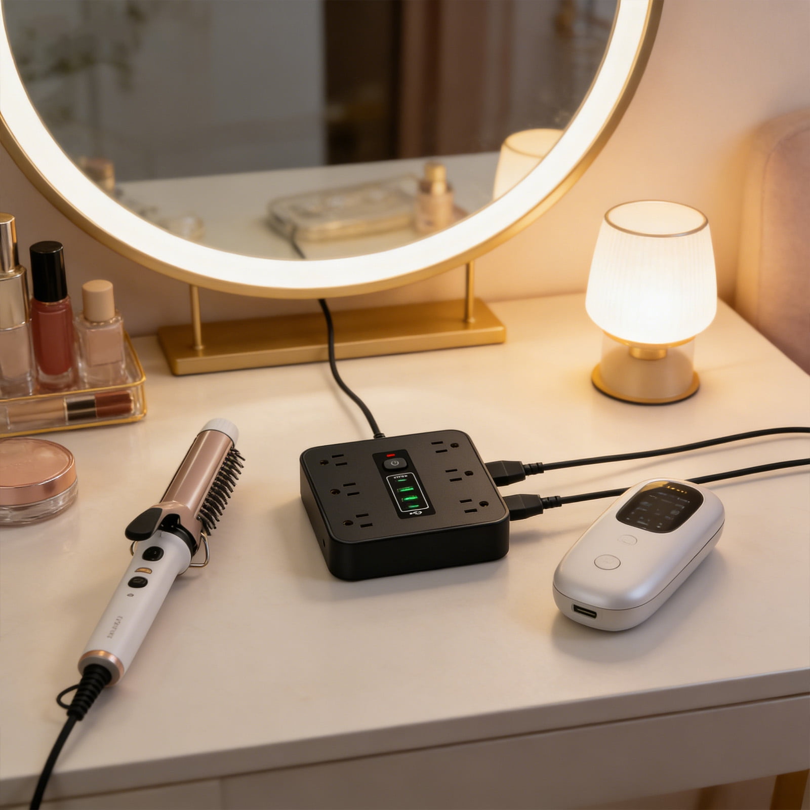 Multi - Engaging / Interactivection Surge Protector Power Strip, 12 Outlets & 4 Usb Ports (2C/2A), 6.6Ft Cord, Wall/Desktop Mountable, Compact For Home Office Travel