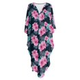 thumbnail image 4 of Xoenoiee Tropical Hibiscus Palm Leaves Print Women's Kaftan Dresses Plus Size V-Neck Batwing Sleeve Caftan Beach Dress Lightweight Bathing Suit Cover-Up Loungewear, 4 of 7