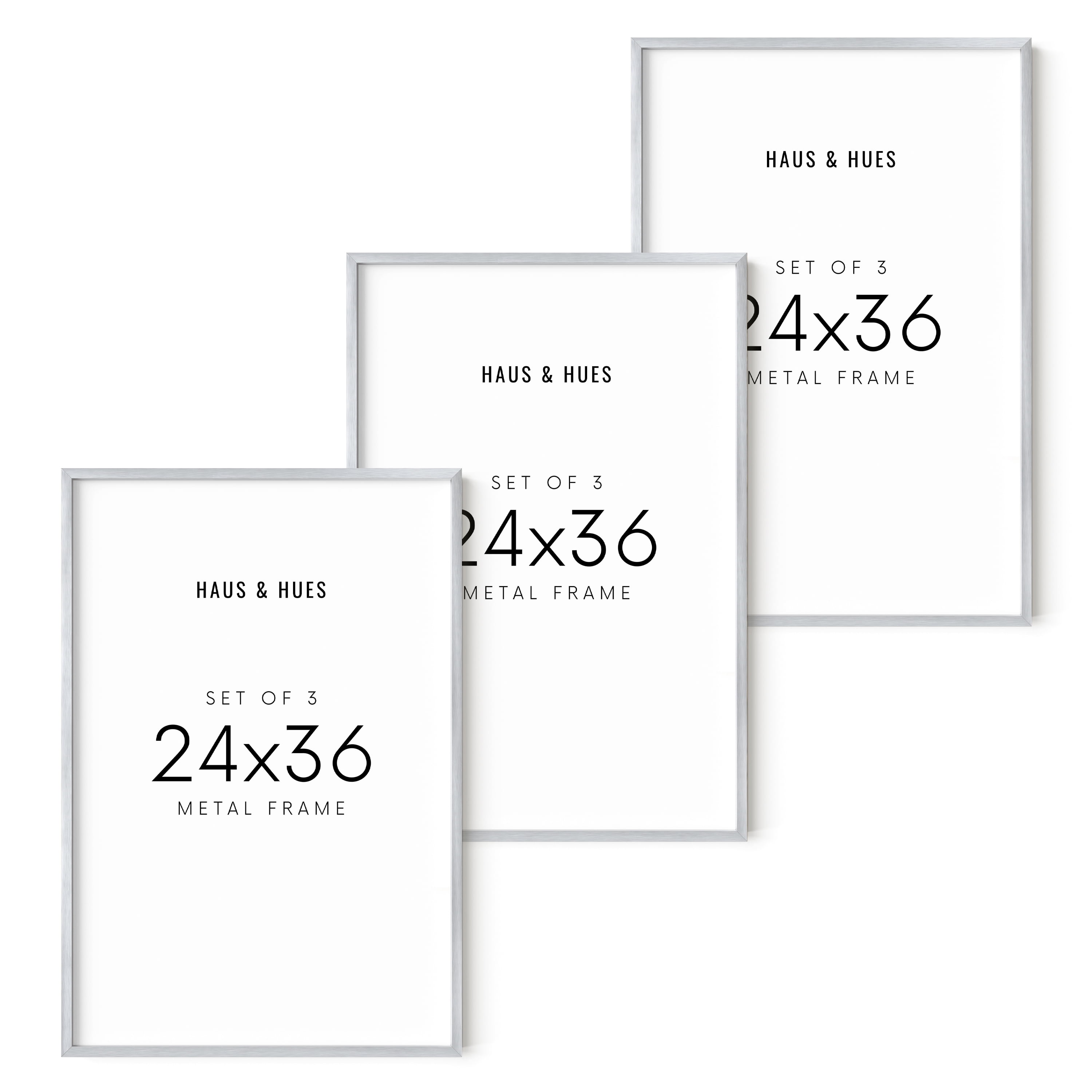 Haus and Hues Poster Frames 24 x 36 Inches Silver Frames Set of 3, 24