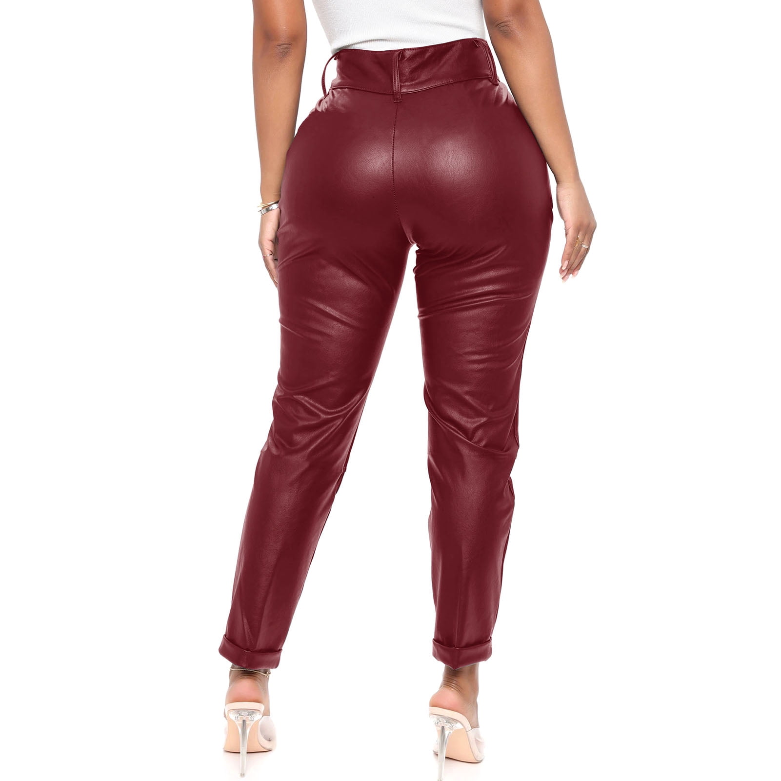 MIXFEER Women Faux Leather Pants High 
