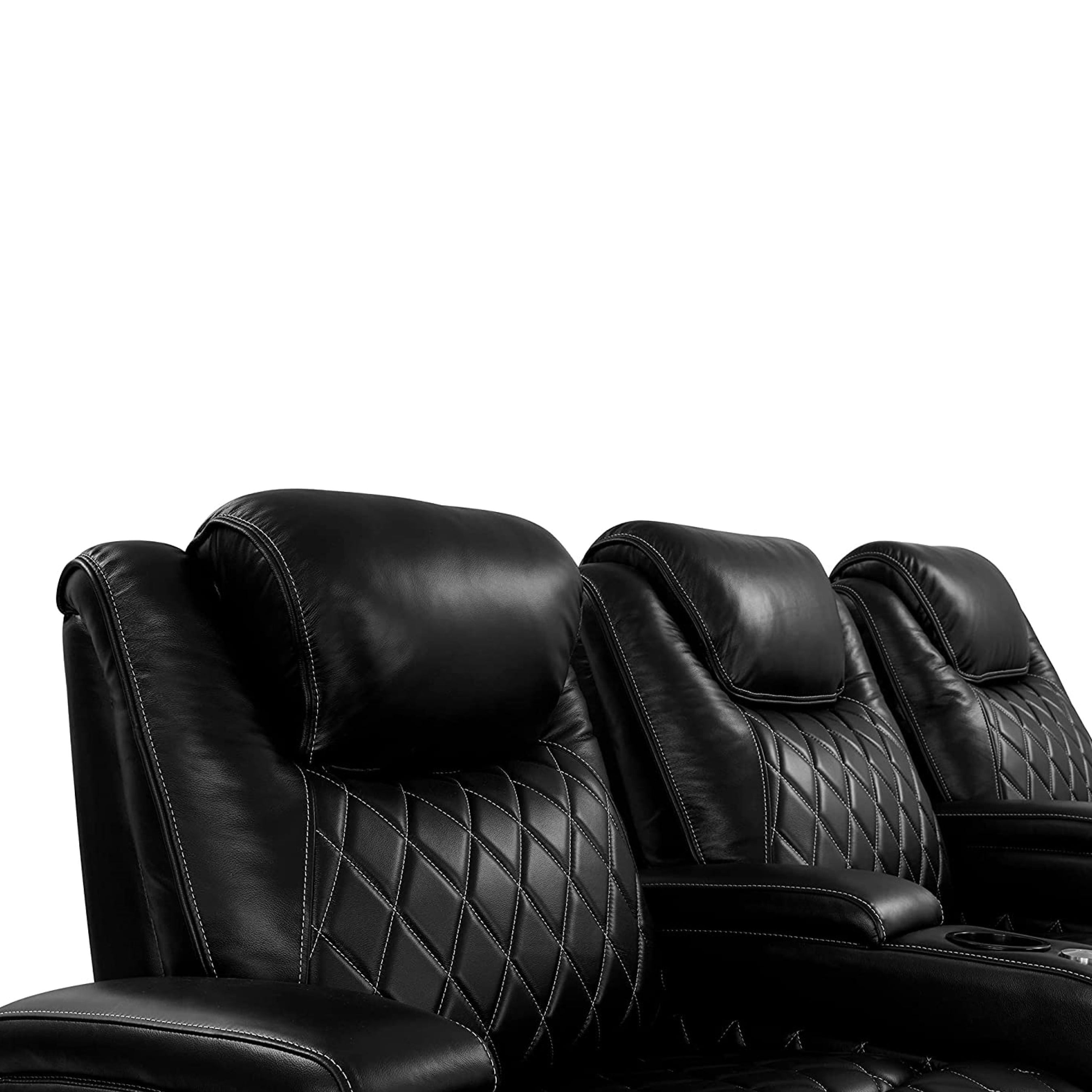 Valencia Oslo Single Home Theater Seat - Top Grain Italian Nappa Leather, Power Recliner & Headrest, LED Lights (Black) - View #12