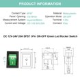 thumbnail image 2 of GFDYREE KCD1 SPST On/Off 3-Pin 2-Position Snap DC 12V-24V 20A Green LED Boat Rocker Toggle Switch - 5Pack (Only for DC12-24V), 2 of 6