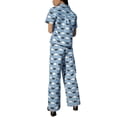 thumbnail image 3 of Yuemengxuan Woman Popular Printed Pajamas, Button-down Short Sleeve Shirt + Wide-leg pants, 3 of 9