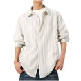 thumbnail image 2 of pstuiky manga larga de hombre, Camisa informal de manga larga con solapa y botones a rayas para hombre. tops de invierno para hombre xl, 2 of 7