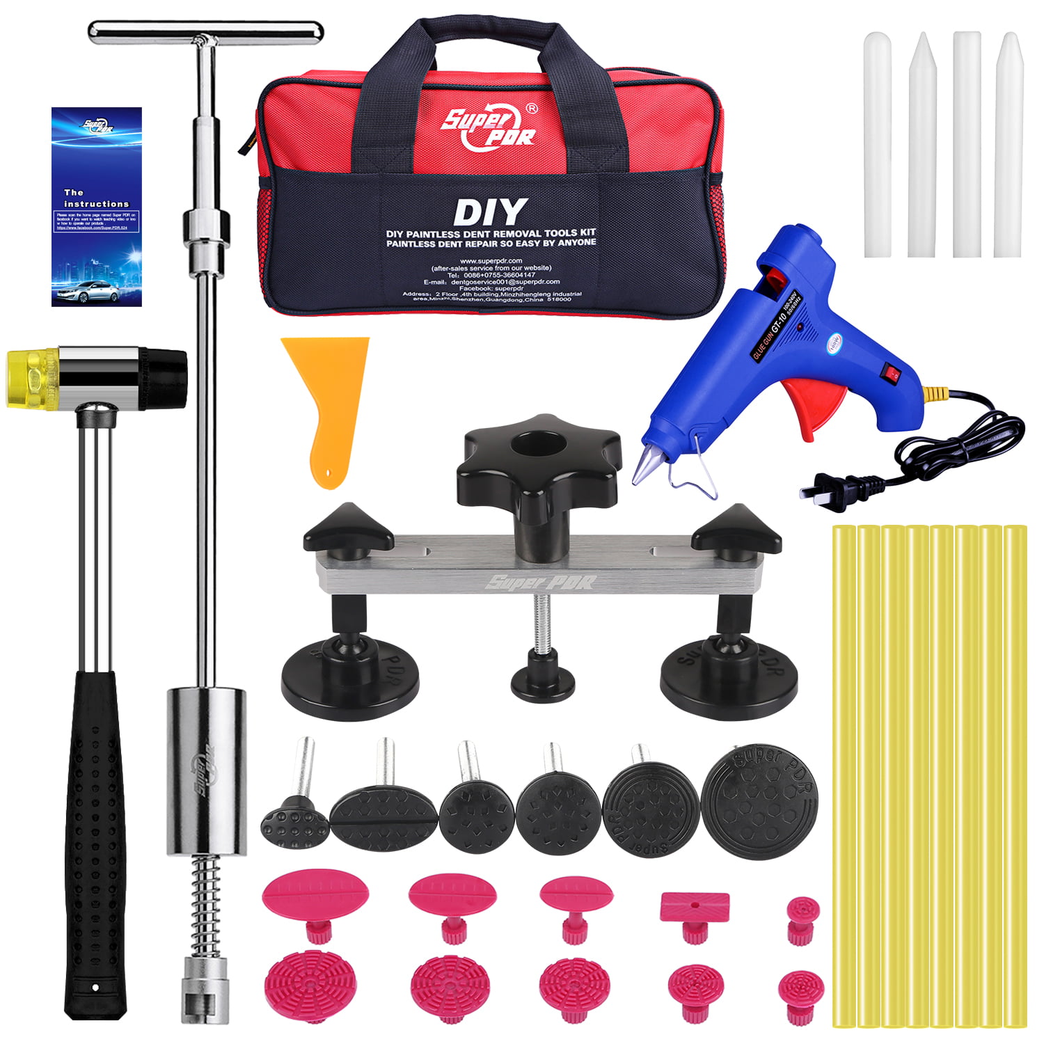 Details about   Super PDR Tools Paintless Dent Puller Removal Kits Hail Repair Auto Body Damage 