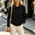 thumbnail image 7 of Women's Polo Shirts Long Sleeve Golf Shirt Lightweight Tennis Shirts office Loose Tunic Blouses Work Shirts Spring Fall Shirt Black, 7 of 7