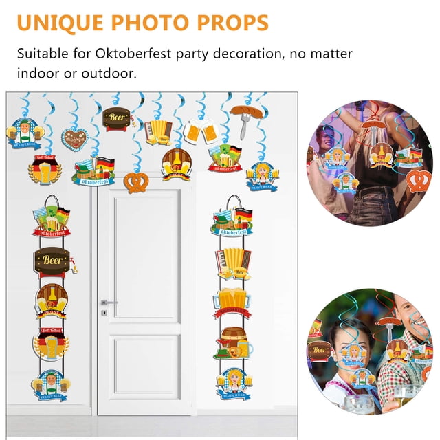 SOPOTUTU 1Set Oktoberfest Party Pendants Assorted Color Paper PVC Hanging Decorations