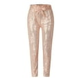 thumbnail image 3 of Pantalones senderismo Mujer Gibobby bombachos elásticos de cintura alta informales brillantes con lentejuelas Rosa S, 3 of 5
