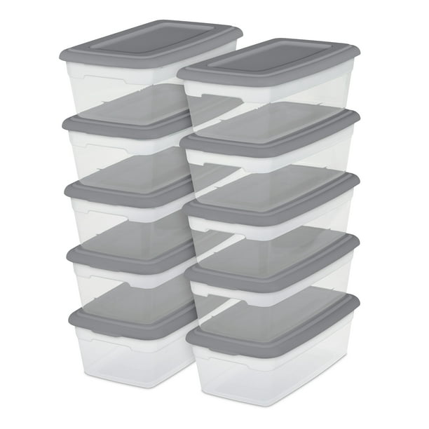 Sterilite Set of (10) 6 Clear Plastic Storage Boxes with Lids -