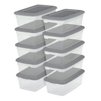 10-Pack Sterilite 6-Quart Plastic Storage Boxes with Titanium Lid