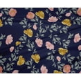 thumbnail image 3 of oneOone Polyester Lycra Navy Blue Fabric Flower & Leaves Watercolor Diy Clothing Quilting Fabric Print Fabric By Yard 56 Inch Wide, 3 of 4