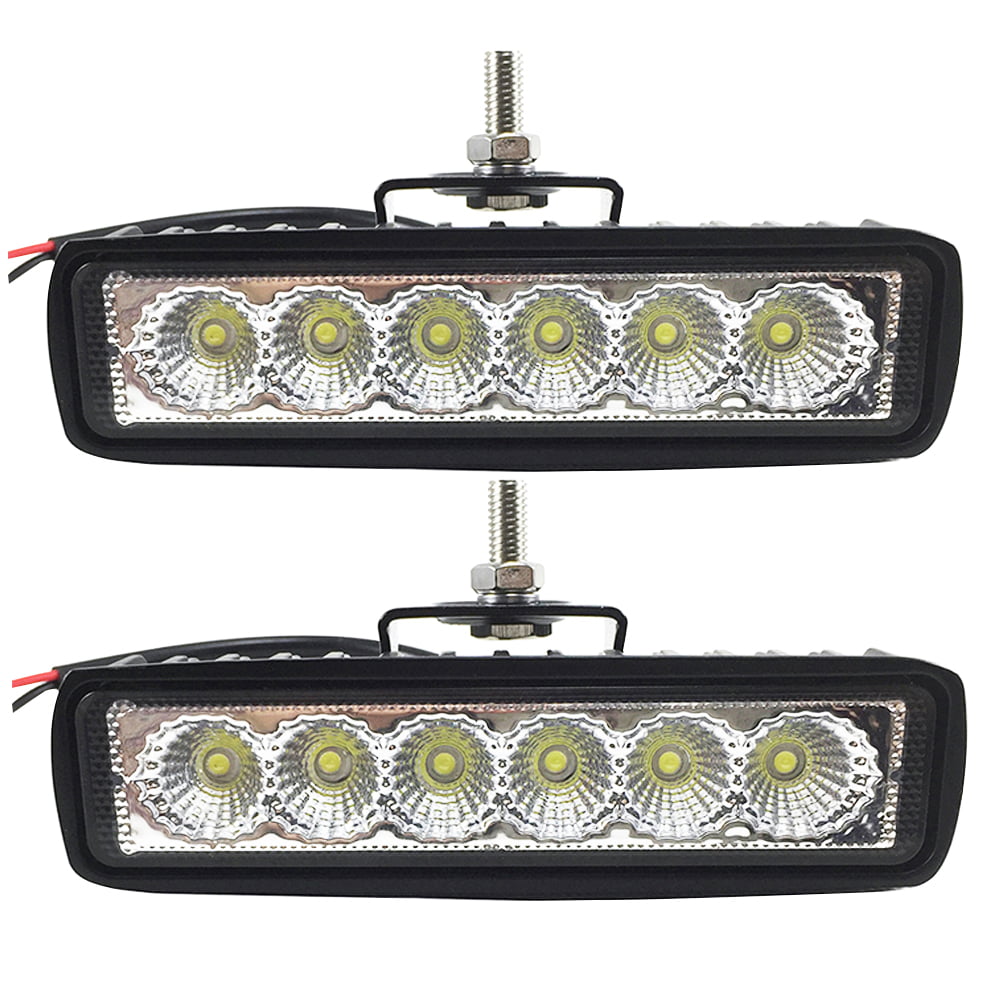 2X Rectangle Flush Mount 18W 6" Flood LED Work Light Offroad Jeep SUV Truck 4WD