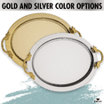 thumbnail image 7 of HAKAN Luxury Decorative Coffee Tea Table Tray with Handles, Metal Oval Presentation Tray, Authentic Turkish Tray,  Silver, 19.7" ve 13", 7 of 7