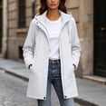 thumbnail image 3 of TGSLY Drawstring Hooded Rain Jacket for Women Lightweight Full Zip Long Sleeve Windproof Trench Coat Casual Solid Color Outerwear with Pockets XXL, 3 of 10