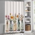 thumbnail image 3 of Spring Flowers Vase Fabric Shower Curtain Floral Leaf Washable Shower Curtains for Bathroom, Waterproof Bath Curtain with Hooks Home Decor 72x84in, 3 of 8
