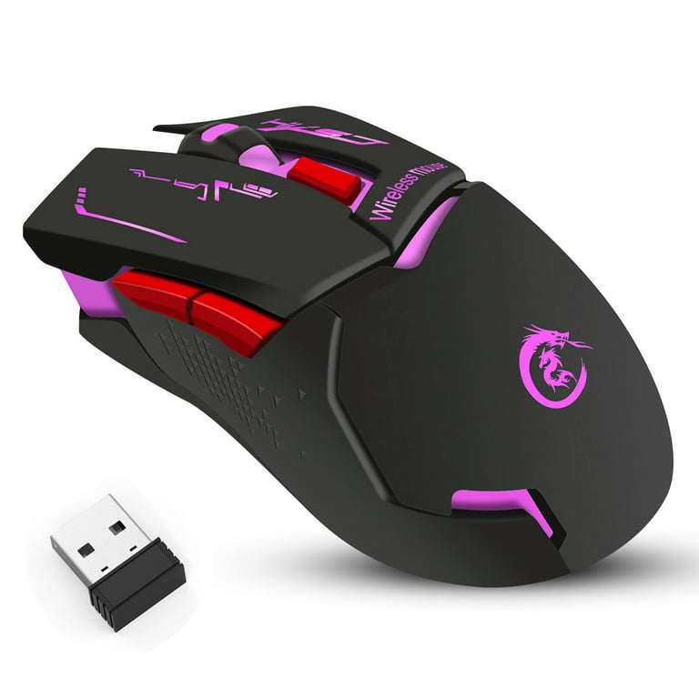 TSV Wireless Gaming Mouse, 2.4G Rechargeable USB Computer with 7 Colorful LED Lights, 2400 Adjustable DPI, 6 Buttons, Ergonomic Optical Mice for PC Laptop Desktop Windows MacBook - Walmart.com