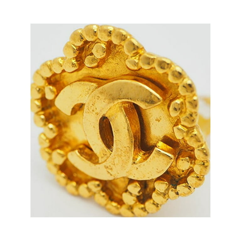 Pre-Owned Chanel CHANEL Flower Coco Earrings 96A Gold Ladies Point Frame  (Good) 