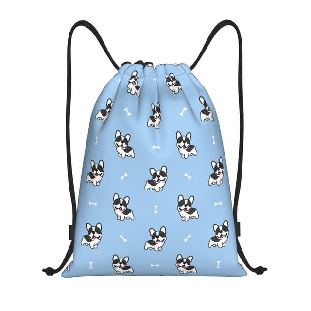Lukts French Bulldog Puppy Pattern Drawstring Backpack Bag Sport Gym Sackpack,String Backpack Sport Bag Sack,Cinch Tote Gym Backpack-Medium