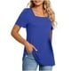 thumbnail image 1 of Camisetas informales de verano para mujer, cuello cuadrado, manga corta, túnica, blusas sueltas y cómodas OAVQHLG3B Store lin121212, 1 of 4