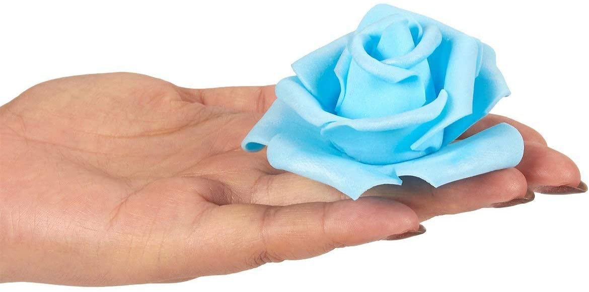 Artificial Roses for Weddings DIY Crafts 3 in, Blue, 100 Pack Rose Flower Heads