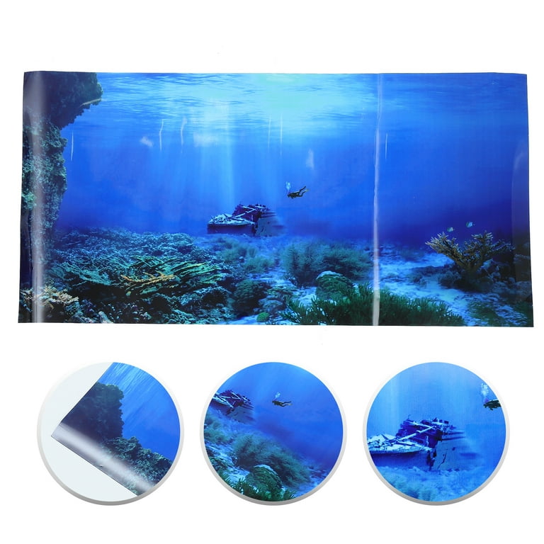 Background Aquarium Tank Fish 3D Picture Undersea Underwater Paper Reptile  Sea Backdrop Plant Wallpaper Stickers Decor 