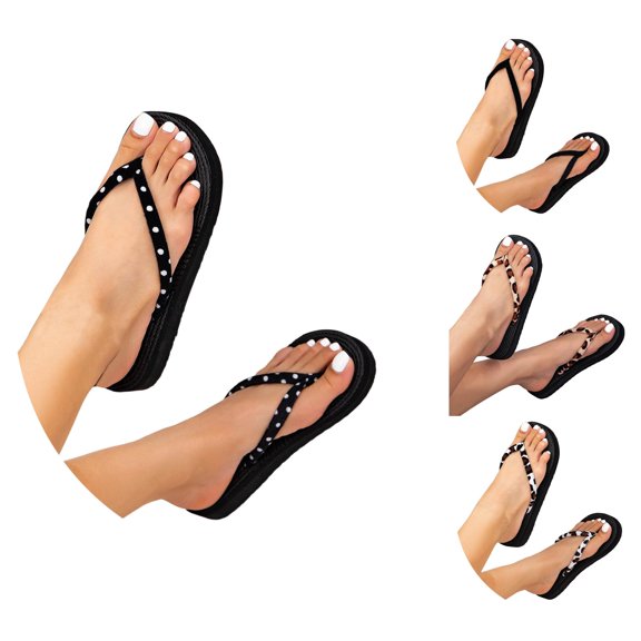 oqasdz Womens Slippers Bohemia Style High Heeled Platform Non Flip Flops Comfort Slippers for Ladies Summer Beach Outdoor