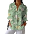 thumbnail image 4 of Chemises Femmes Liquidation Chemises Femmes Art Rétro Imprimé Floral Chemise Art Décontractée Col en V, 4 of 4