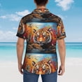 thumbnail image 4 of Pofeuu Colorful Plant Tiger Print Hawaiian Shirt for Men Sleeves Casual Button Down Summer Beach Dress Shirts T-Shirts,Large, 4 of 7