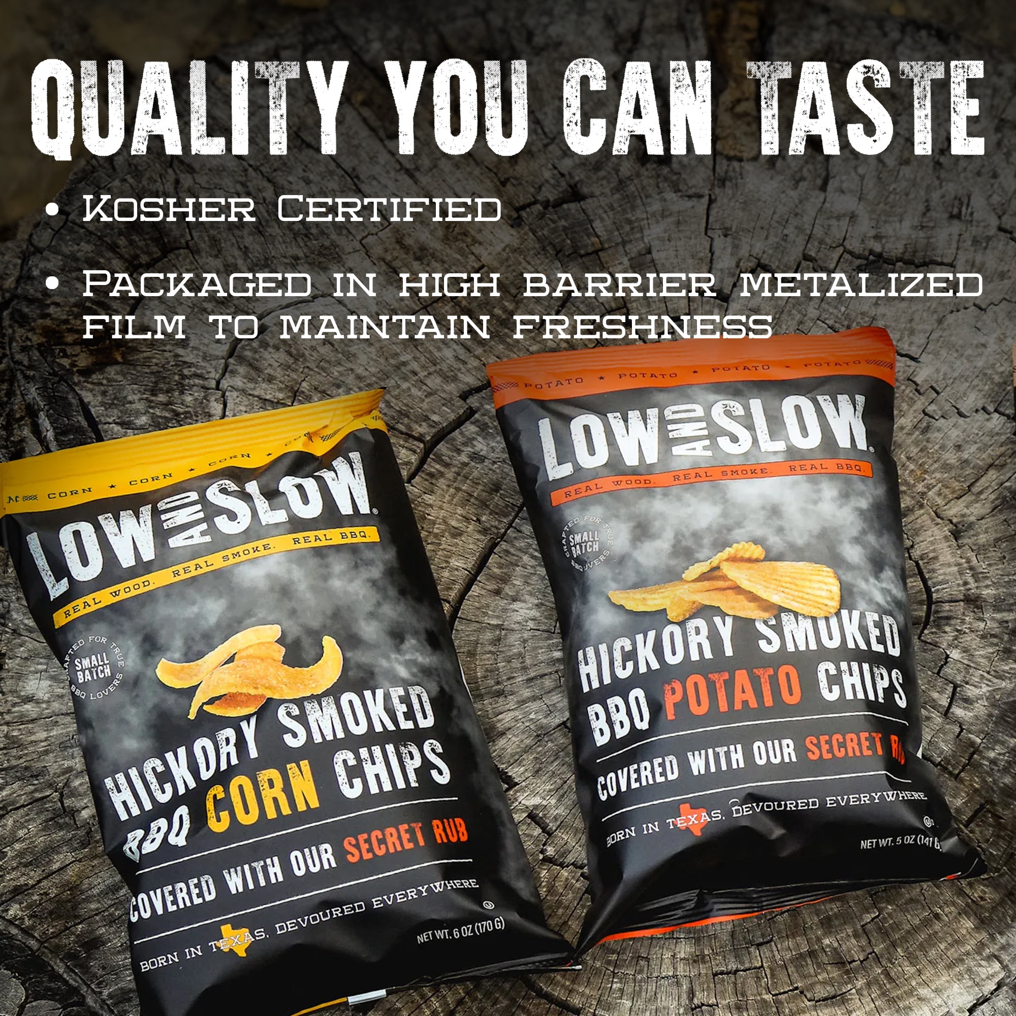 (2 pack) Low and Slow Hickory Smoked Corn Chips, 6 oz Metalized Film Bag