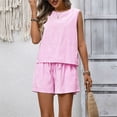 thumbnail image 6 of NMMUED Women's Trendy 2 Piece Outfits Shorts Sets Summer Crew Neck Sleeveless Tank Top and Bottom Matching with Pockets 2026 Beach Vacation Clothes for Women Pink S, 6 of 9