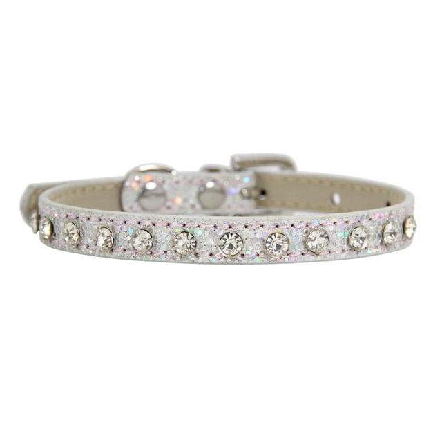 Stylish Rhinestone PU Leather Pet Collar Adjustable Bling Design for Cats Puppies Rabbits and Small Dogs