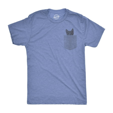 Painted Pocket - Mens Pocket Cat T Shirt Funny Printed Peeking Pet Kitten Animal Tee For Guys