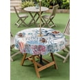 thumbnail image 3 of Outdoor Tablecloth with Umbrella Hole and Zipper, Coastal Octopus Round Table Cloth 54 Inch Waterproof Tablecloth, Beach Nautical Ocean Coral Seahorse Vintage Picnic Table Cover for Patio Camping, 3 of 7