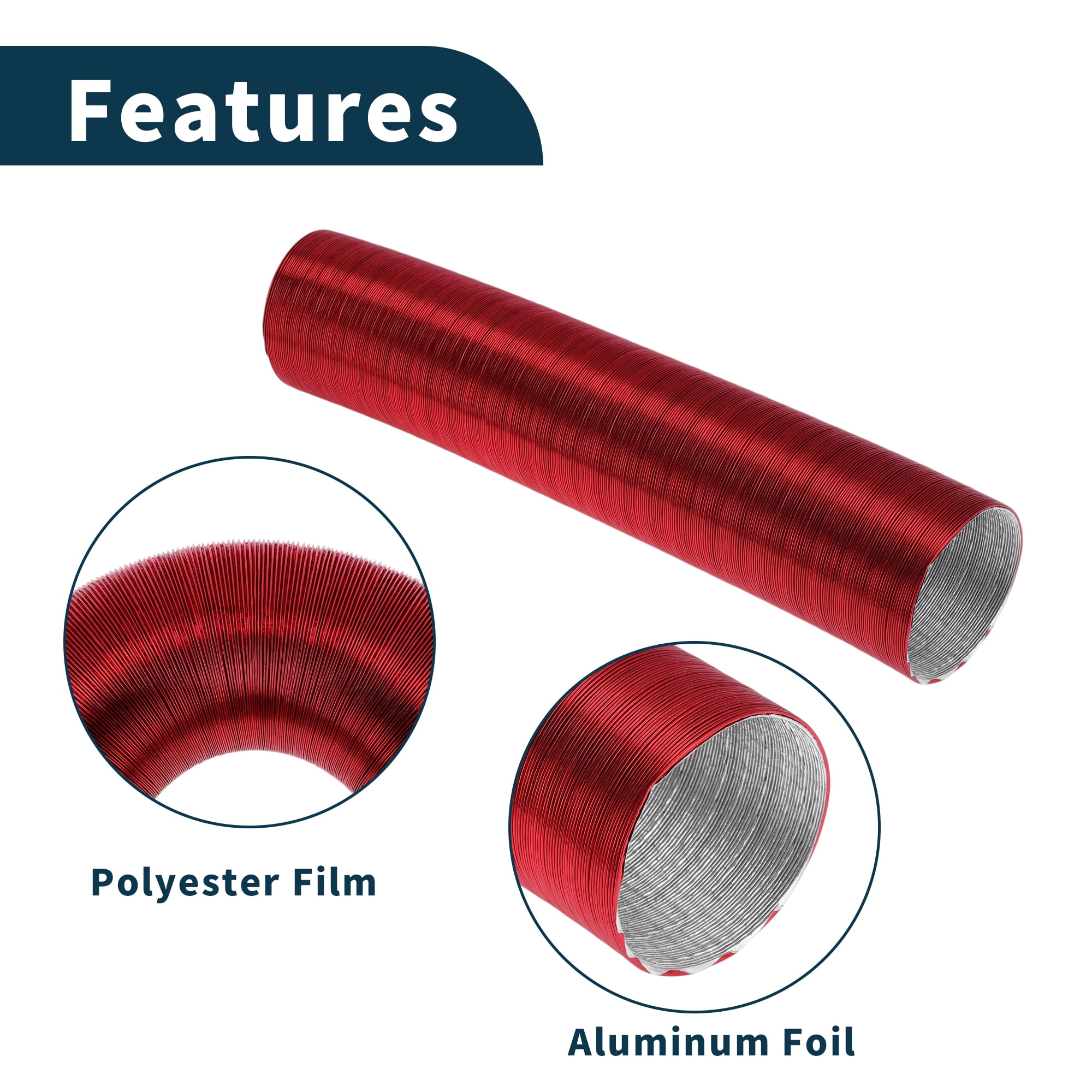 Unique Bargains 75mm Dia 80cm Car Heater Duct Kit Car Heater Duct Pipe Hose Set for Diesel Heater Red