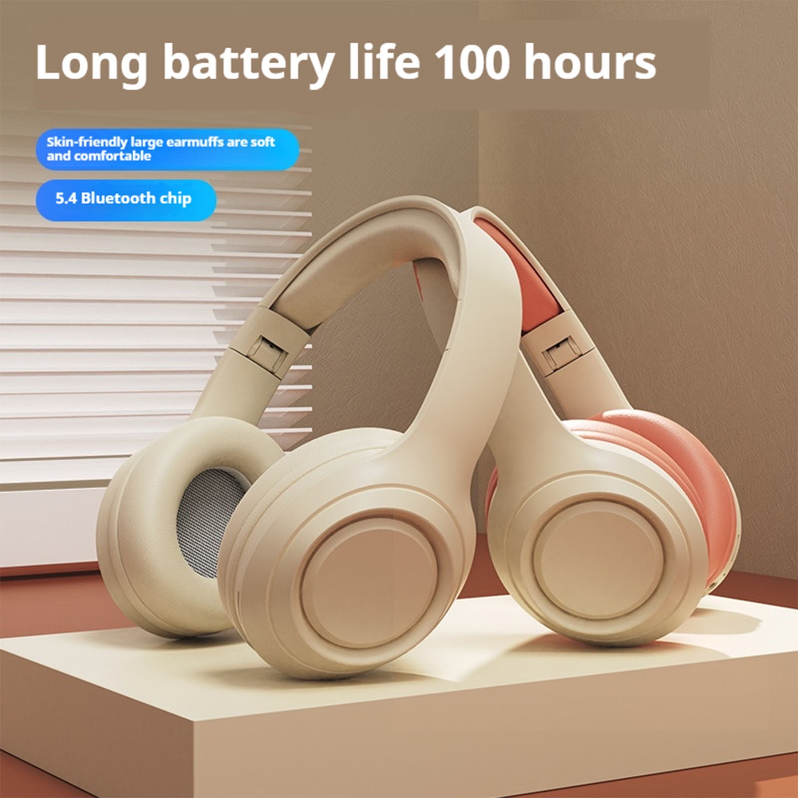 Wireless Bluetooth Over Ear Headphones Up to 28H Battery Life Headset with Microphone Gym Overhead Headphones Compatible with iOS & Android Mobile Phones, Computers, Laptop,Pink