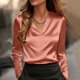 thumbnail image 2 of Camisetas de Manga Larga para las Mujeres de Moda Sólido Casual Suelto Cardigan Superior, Poliéster Suave Invierno Primavera Desgaste, 2 of 7