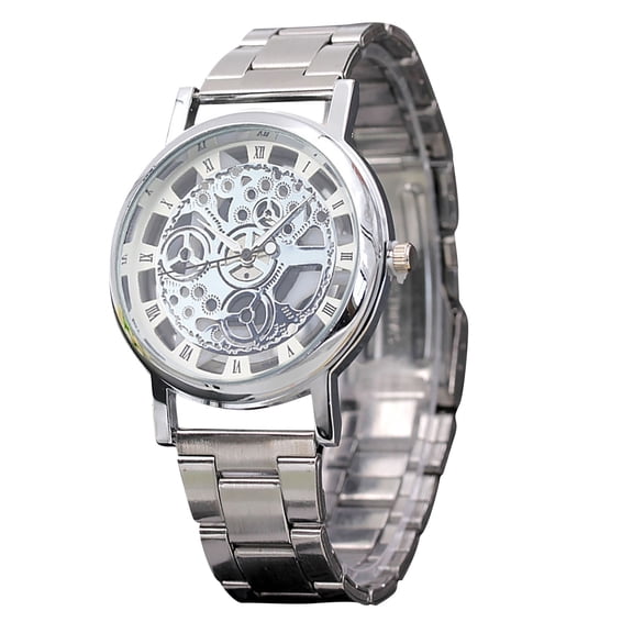 Resicozy Casual Stainless Watchea for Men Big Face Quartz Watch Classic Numeral Dial Dress Watch Silver