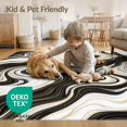 thumbnail image 4 of ODIKA 3'x5' Washable Accent Rug Veined Flow Streaks Symmetrical Motif Vein Border Abstract Swirl Refined for Bedside, Nursery Room, Pet Friendly & Non-Shedding, 4 of 7