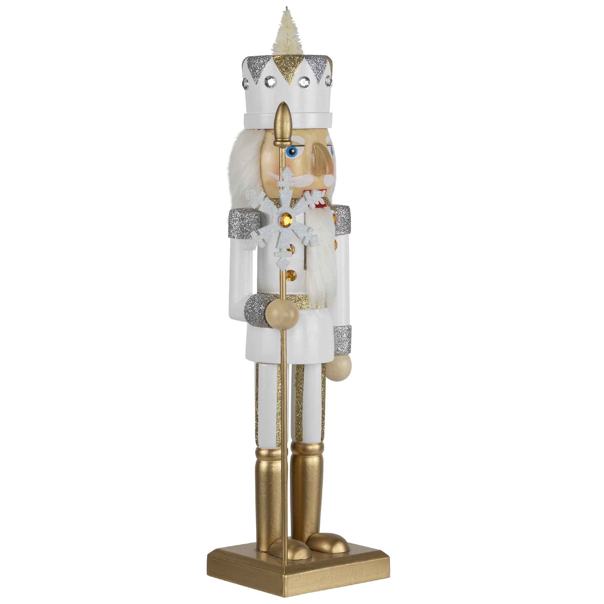 Northlight Glittered Nutcracker with Snowflake Scepter Christmas Figure - 15" - White