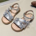 thumbnail image 2 of Eltusu Girls Sandals with Strap, Open Toe No Slip Soft Sole Princess Summer Sandals Silver Size 13(Little Kids), 2 of 7