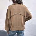 thumbnail image 4 of Prendas de punto para mujer, bolsillo acanalado, manga larga acampanada, moda informal, prendas de punto para dama, color tostado claro M, 4 of 6