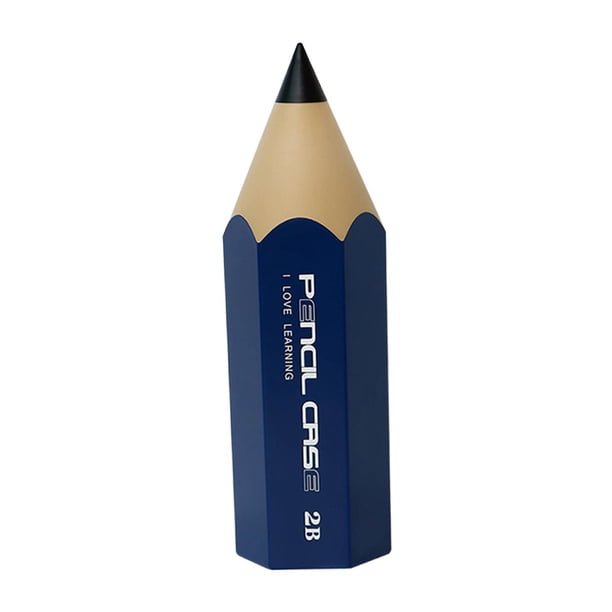 Organizador de lápices con forma de lápiz, soporte para bolígrafos, taza para escritorio, organizador de escritorio a prueba de polvo azul